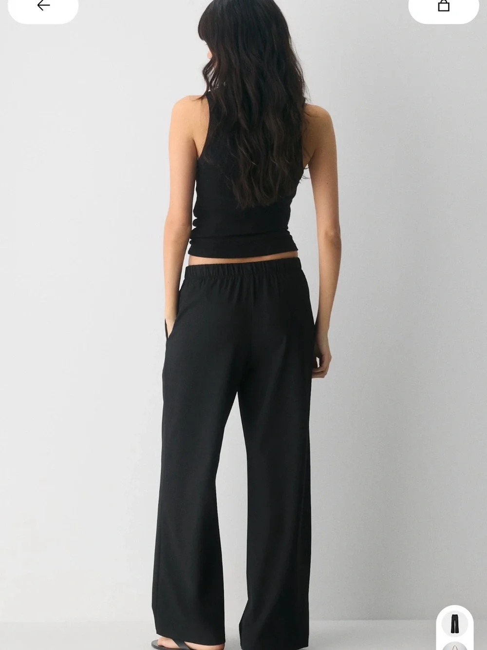Aritzia Black Linen Wide-Leg Drawstring Trousers