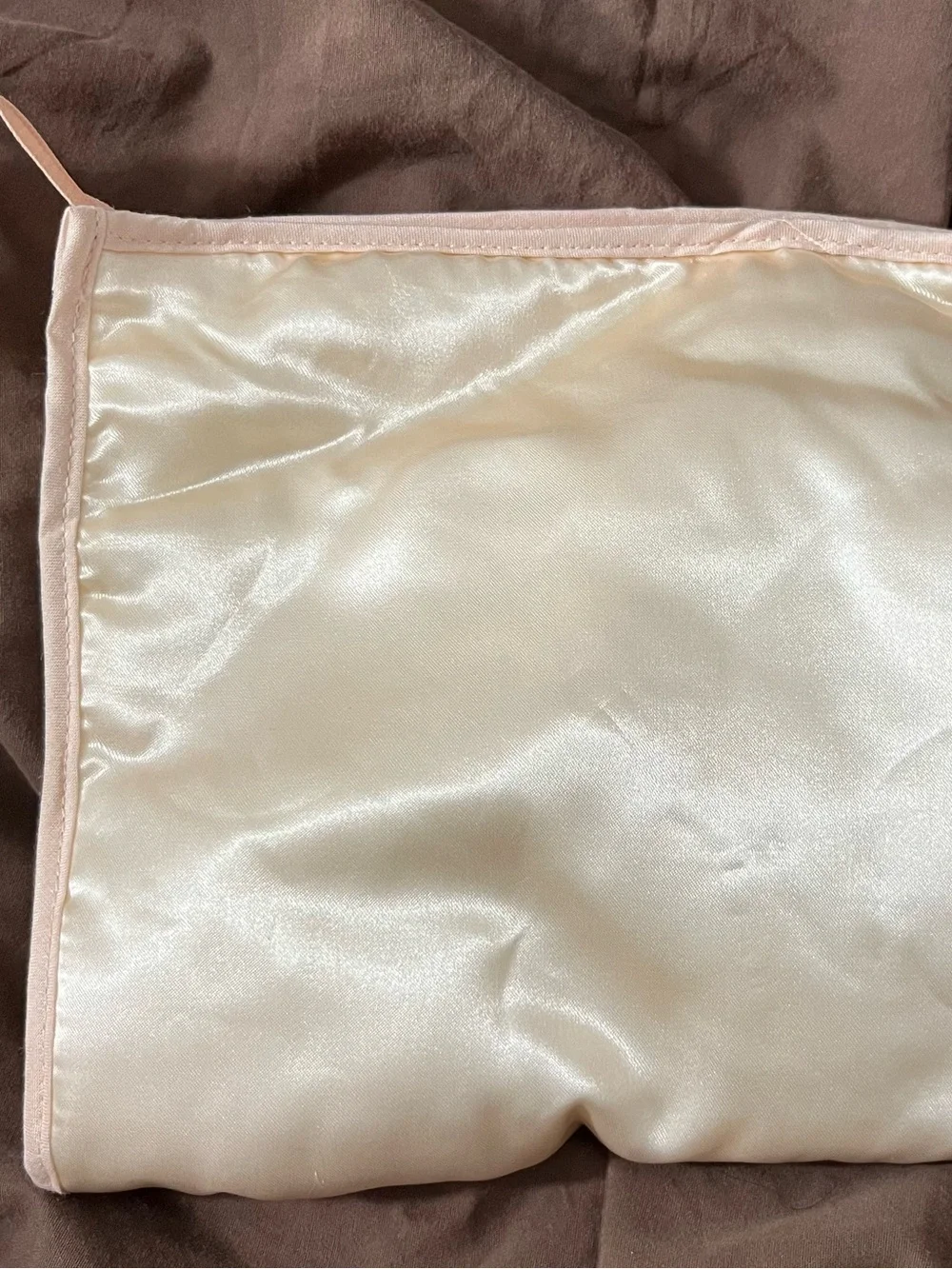 Vintage Satin Lingerie Envelope with Embroidered Bow - Cream & Blush