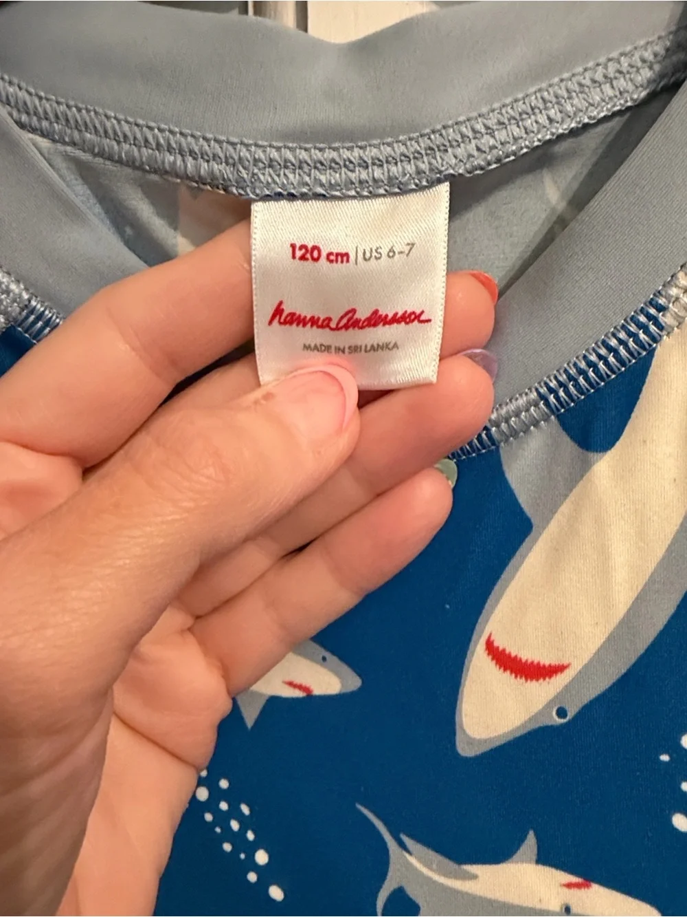Hanna Andersson Blue Shark Print Rashguard