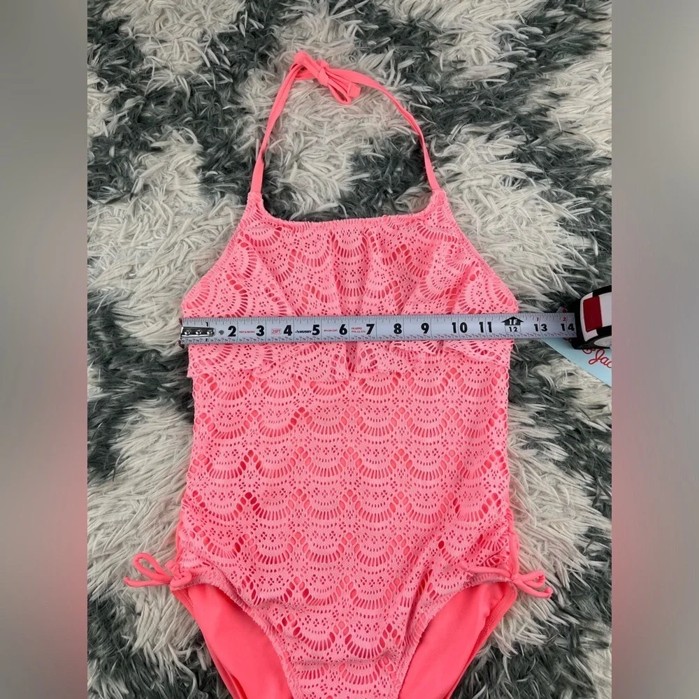 NWT Cat & Jack Kids Girls Pink Halter One Piece Swimsuit Size Large