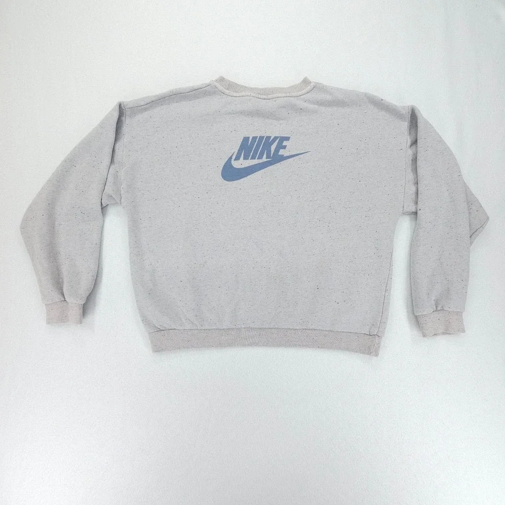 Nike Sweatshirt Kids XL Gray Sportswear NSW Icon Speckled Fleece Logo Crewneck