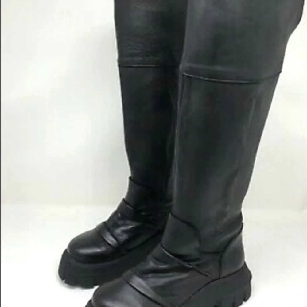 Free People Black Over-the-Knee Chunky Platform Boots Size 37/7