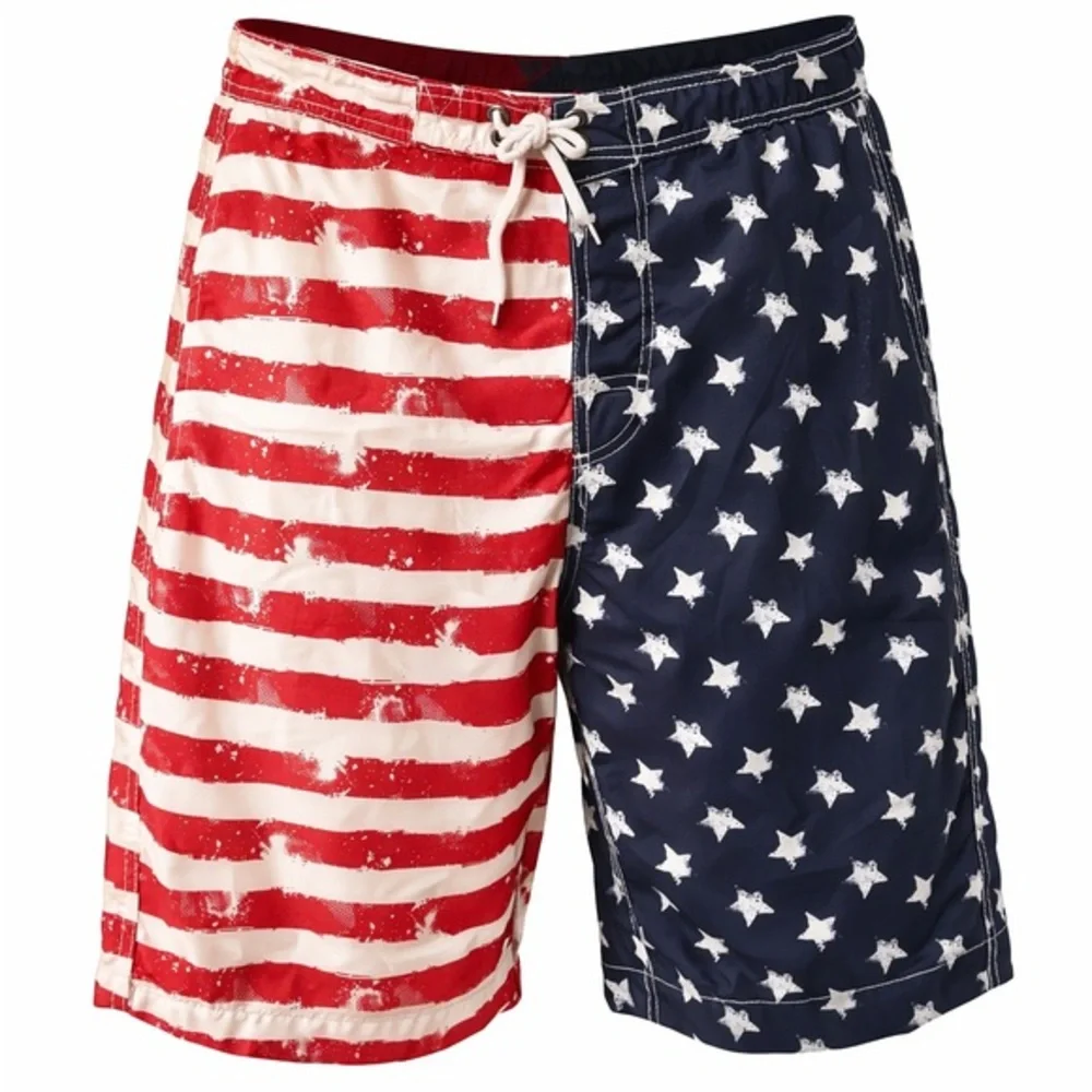 Vintage American Flag Board Shorts USA Swim Trunks L Fits XL