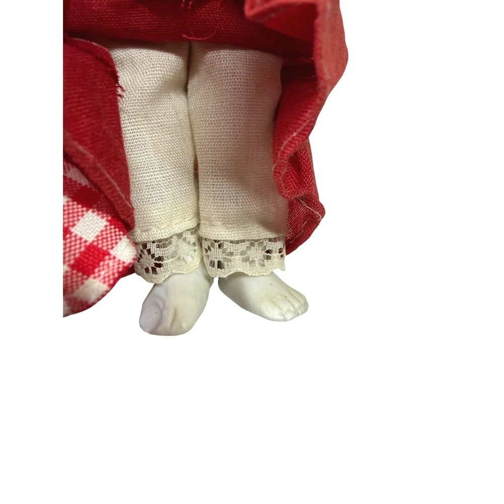 Vintage PMI Ltd Fairytale Series Little Red Riding Hood Porcelain Doll Gingham