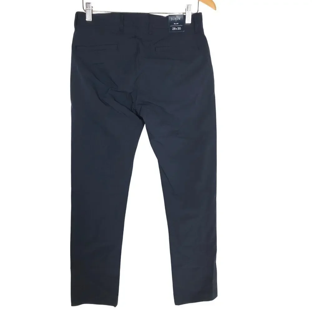 J. Crew Factory Slim Fit Tech Chino Pants Straight Leg Navy Blue NWT 28 x 30