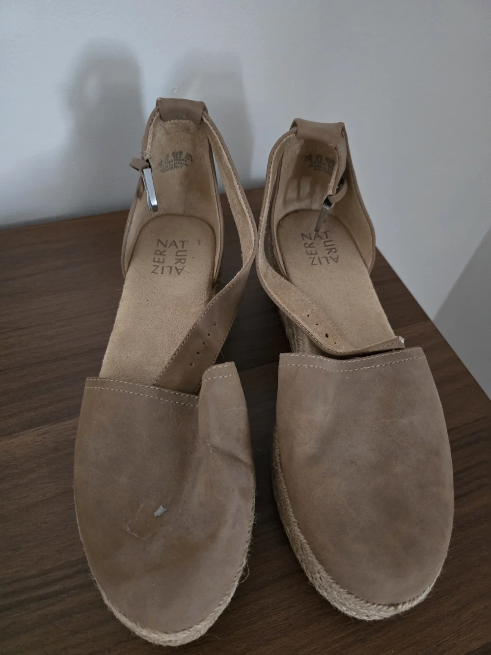Naturalizer Taupe Espadrille Wedge Sandals with Ankle Strap