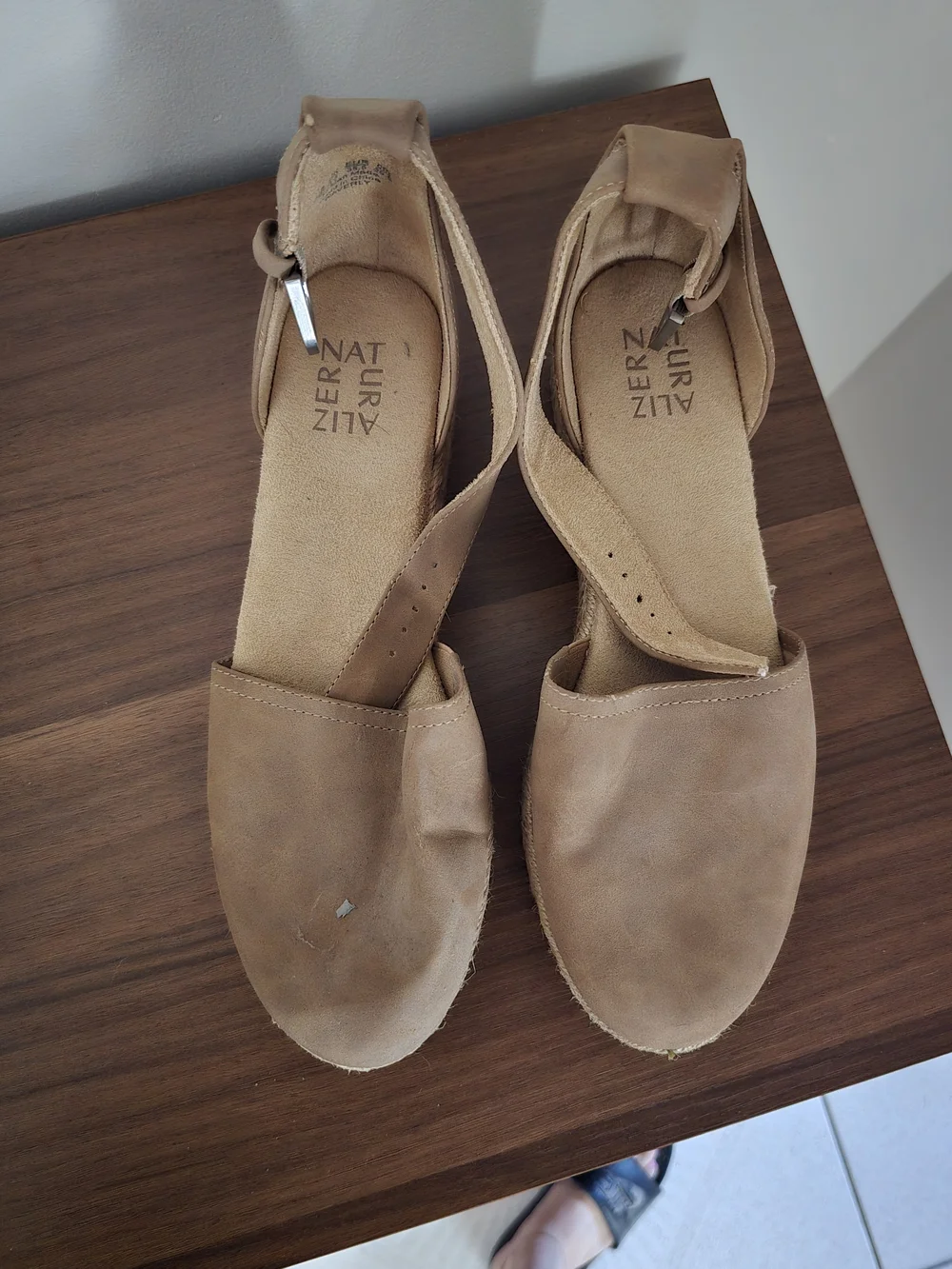 Naturalizer Taupe Espadrille Wedge Sandals with Ankle Strap