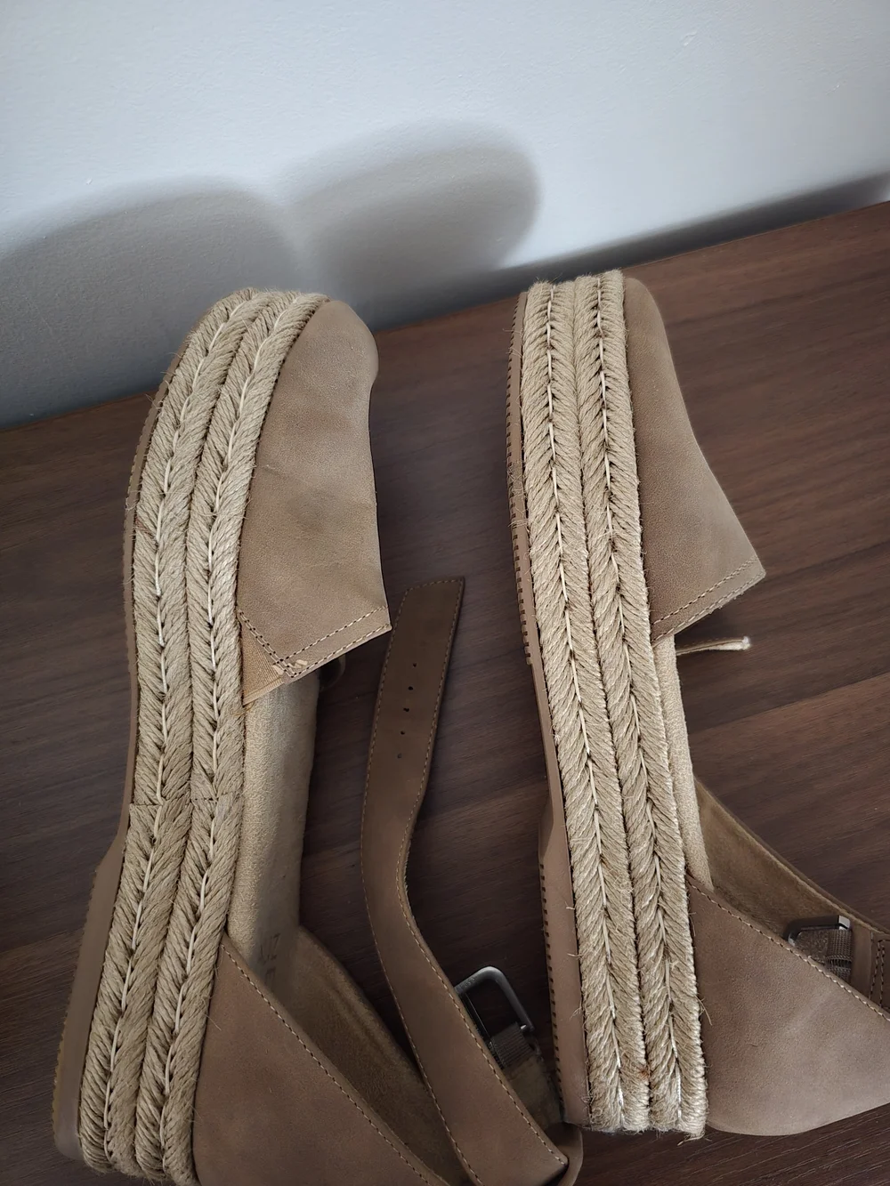 Naturalizer Taupe Espadrille Wedge Sandals with Ankle Strap