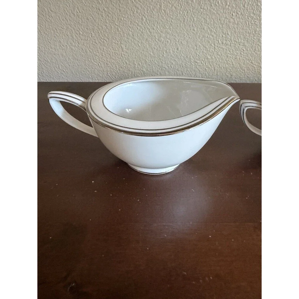 Noritake Fine China Rare Winston Cream and Sugar Set Platinum Trim Made In Japan
