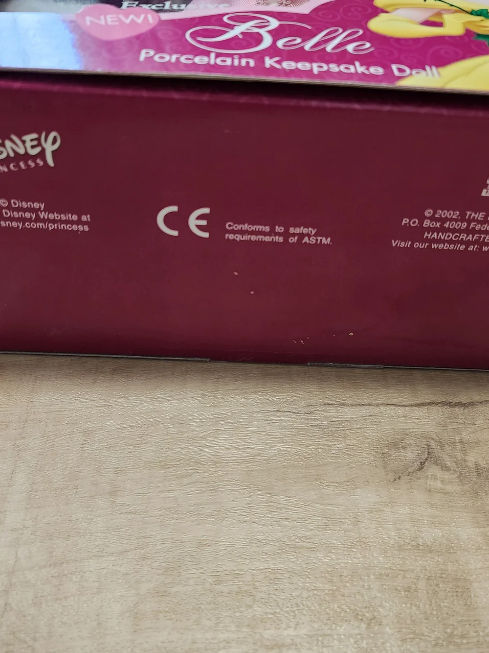NIB Disney Beauty & The Beast Princess Belle Porcelain Keepsake Doll 2002