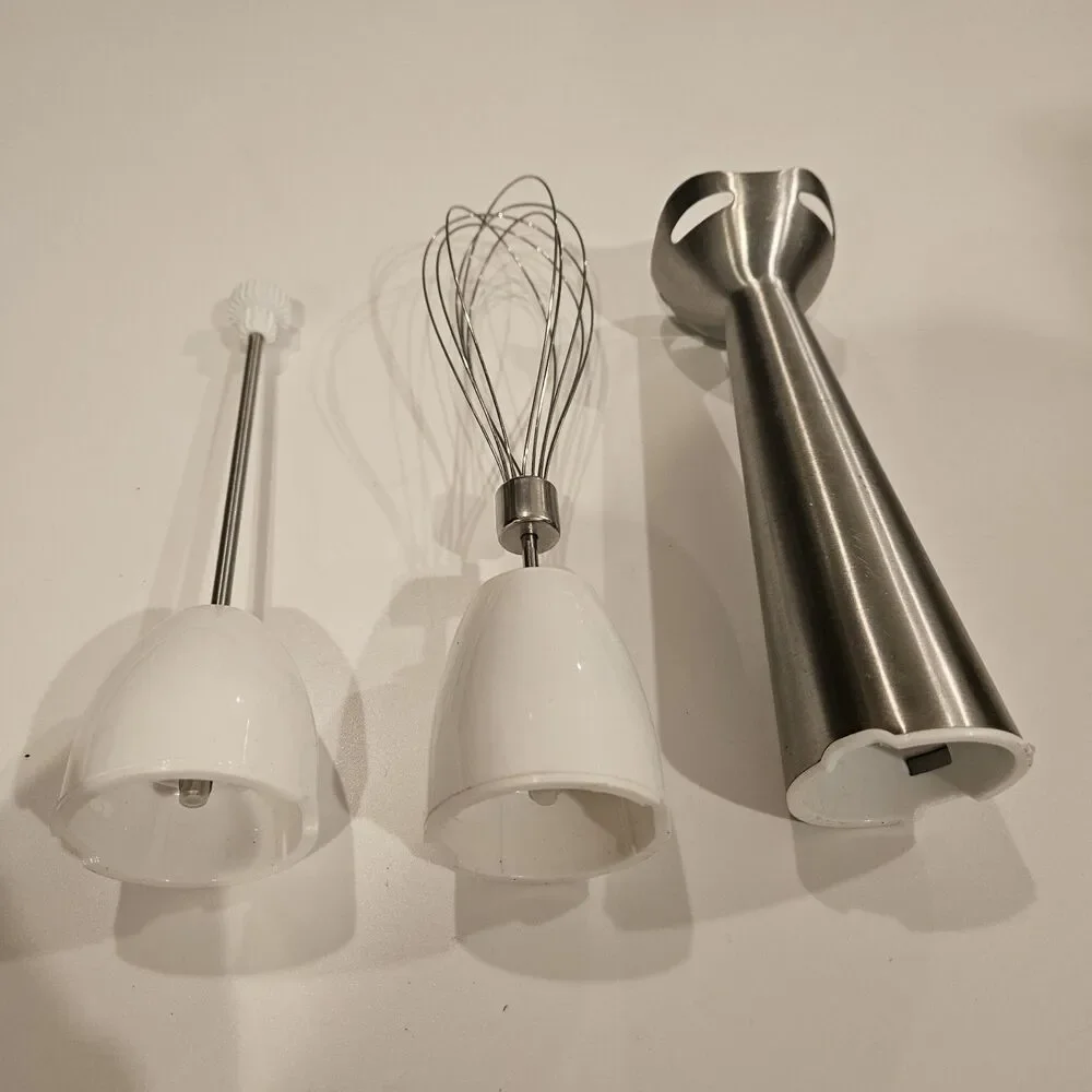 Whisk Mixer Frother White Silver Attachments for Immersion Hand Blender