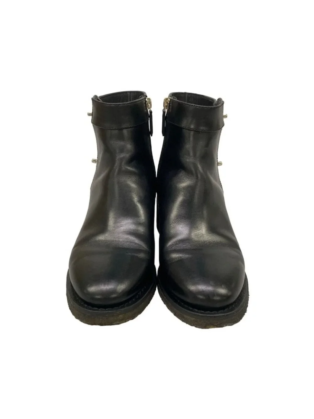 Chanel Short Boots Black Silver CC Logo Turnlock Leather