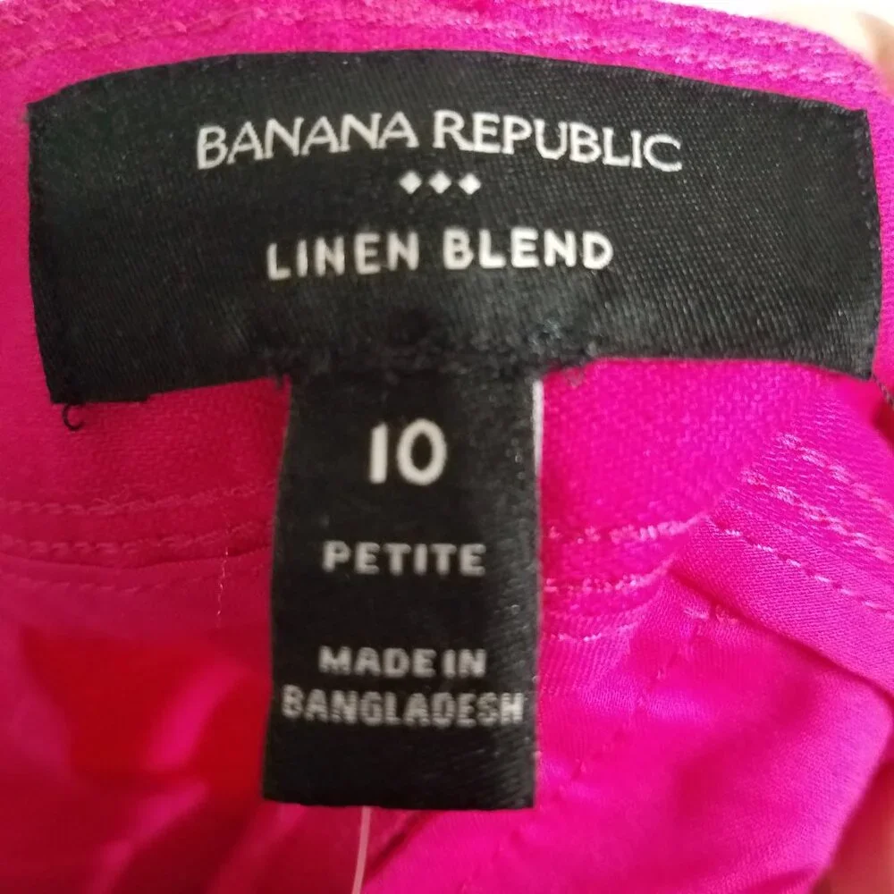 Banana Republic Linen Blend Wide Leg Pleated Trouser 10P 10 Petite Pink 851121
