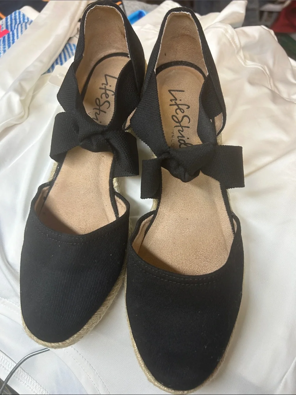 Life Stride Black Canvas Bow Espadrilles (SBED)