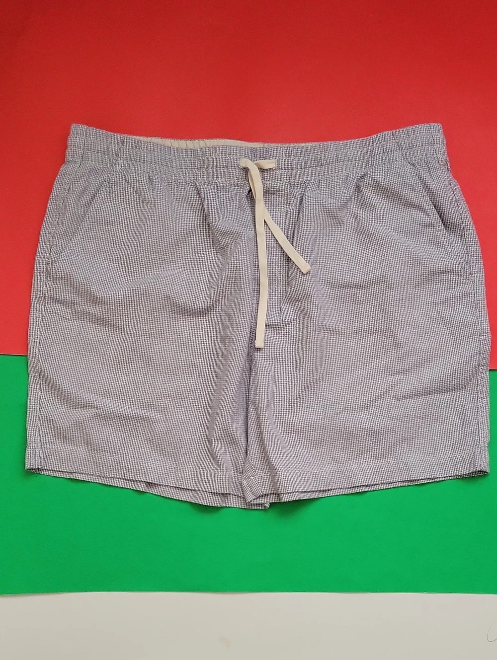 J. Crew Men's Light Gray Micro-Check Drawstring Shorts
