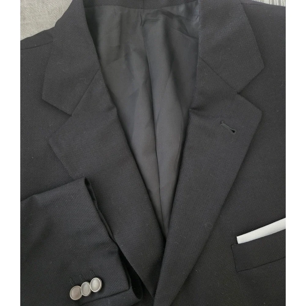 Ermenegildo Zegna Lubiam Black Wool Blazer Mens Size 50L‎ Made in Italy Luxury