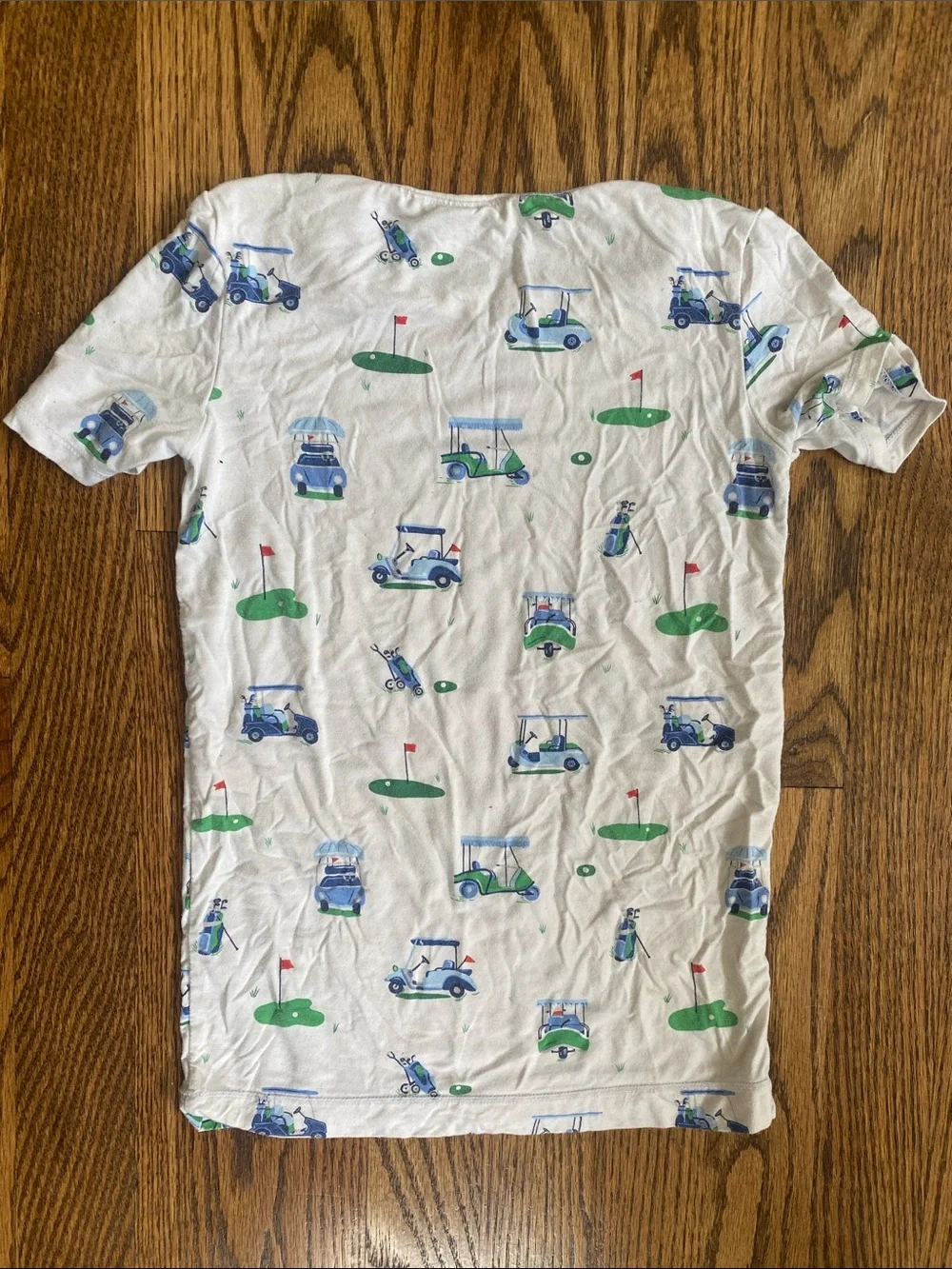 Angel Dear white golf print, bamboo 2 piece pajama set, size 7-8. Great cond