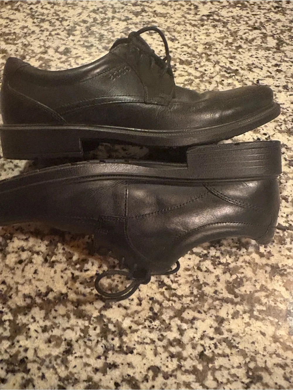 Nwot Ecco Men's Black Leather Lace-Up Derby