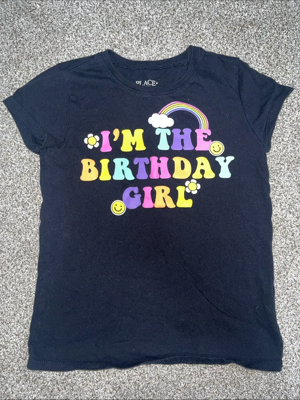 The Children's Place Black Tee with Rainbow 'I'm the Birthday Girl' Graphic