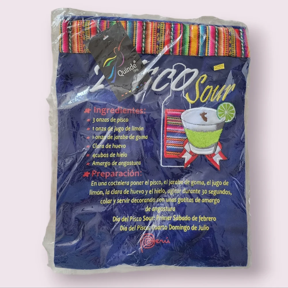 Peruvian Blue Embroidered Apron One Size Adults