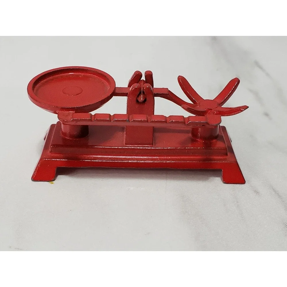 vintage Red Metal dollhouse miniature General store Kitchen scale balance