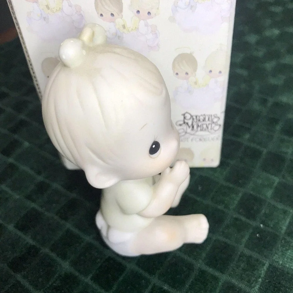 Precious Moments Baby Girl Sitting with box 1983