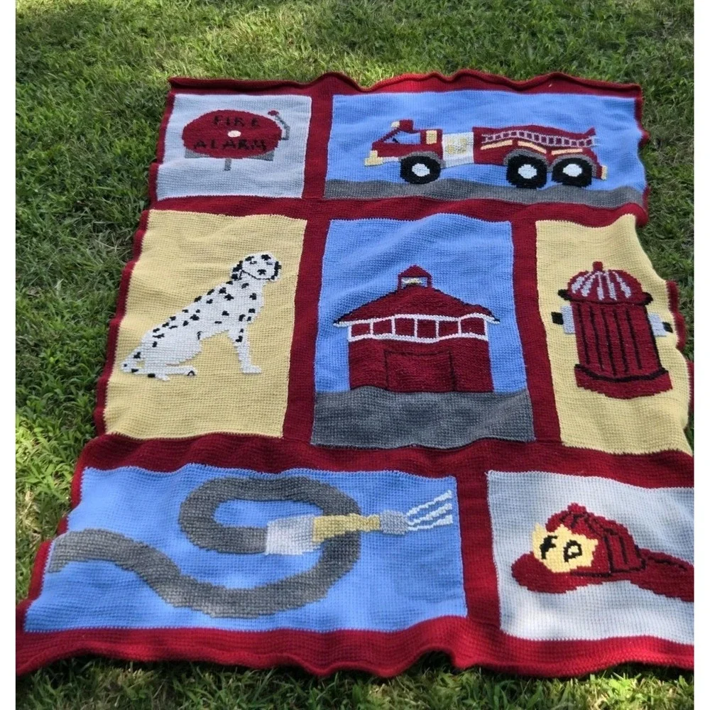 Firefighters Throw Blanket Dalmatian Fire Hose Helmet Fire Hydrant Fire House