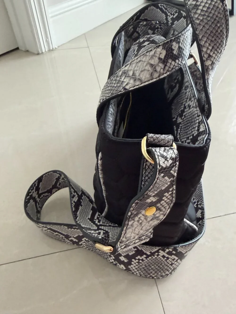 Cavalli Class Milano RMX Crossbody Satchel/Handbag – Black Leopard Accent