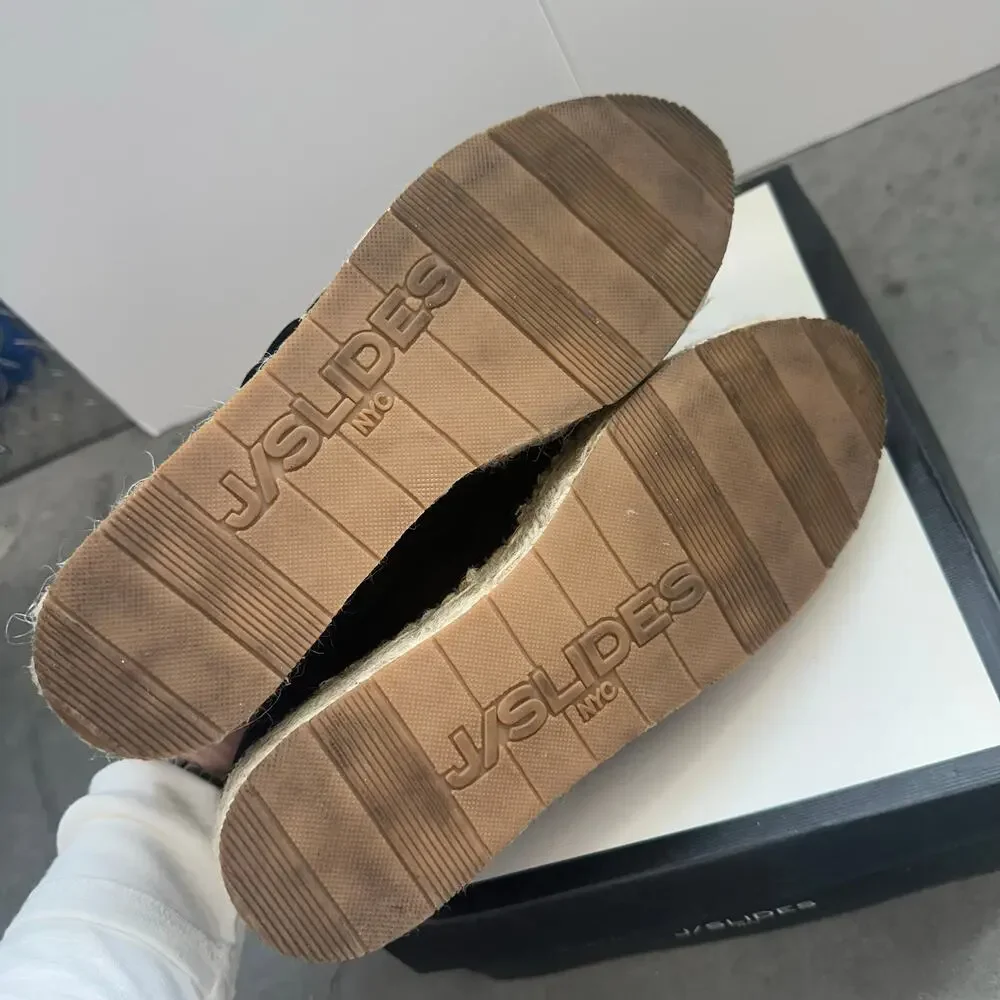 J/Slide Reese Black Suede Ruffle Espadrilles Size 8.5