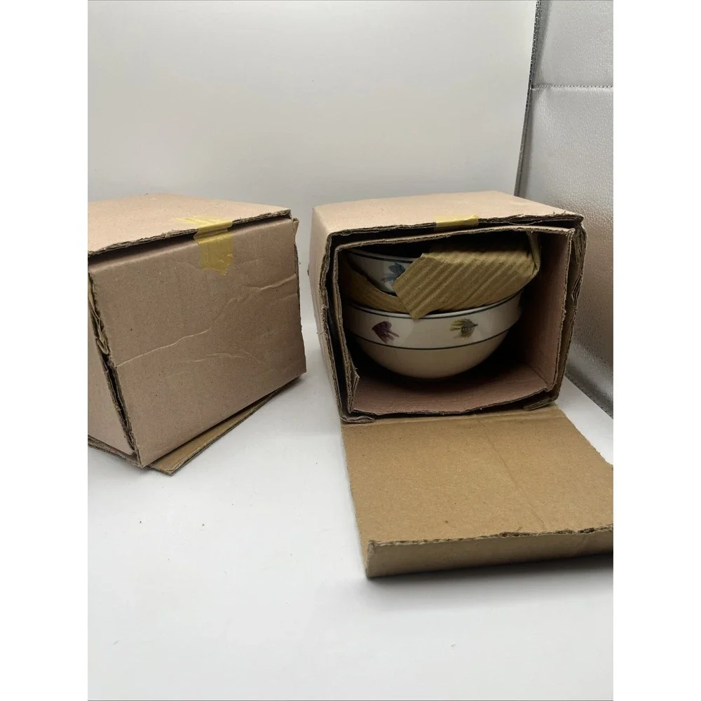 FOLKCRAFT STONEWARE SCOTTY Z RAINBOW TROUT SET OF 4 SOUP/ CEREAL BOWLS
