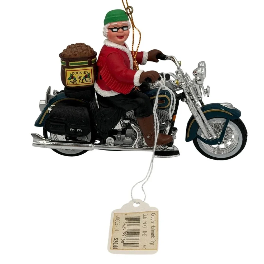 Harley-Davidson Mrs Claus Queen of the Highway Ornament 1999 FLSTS Teal‎