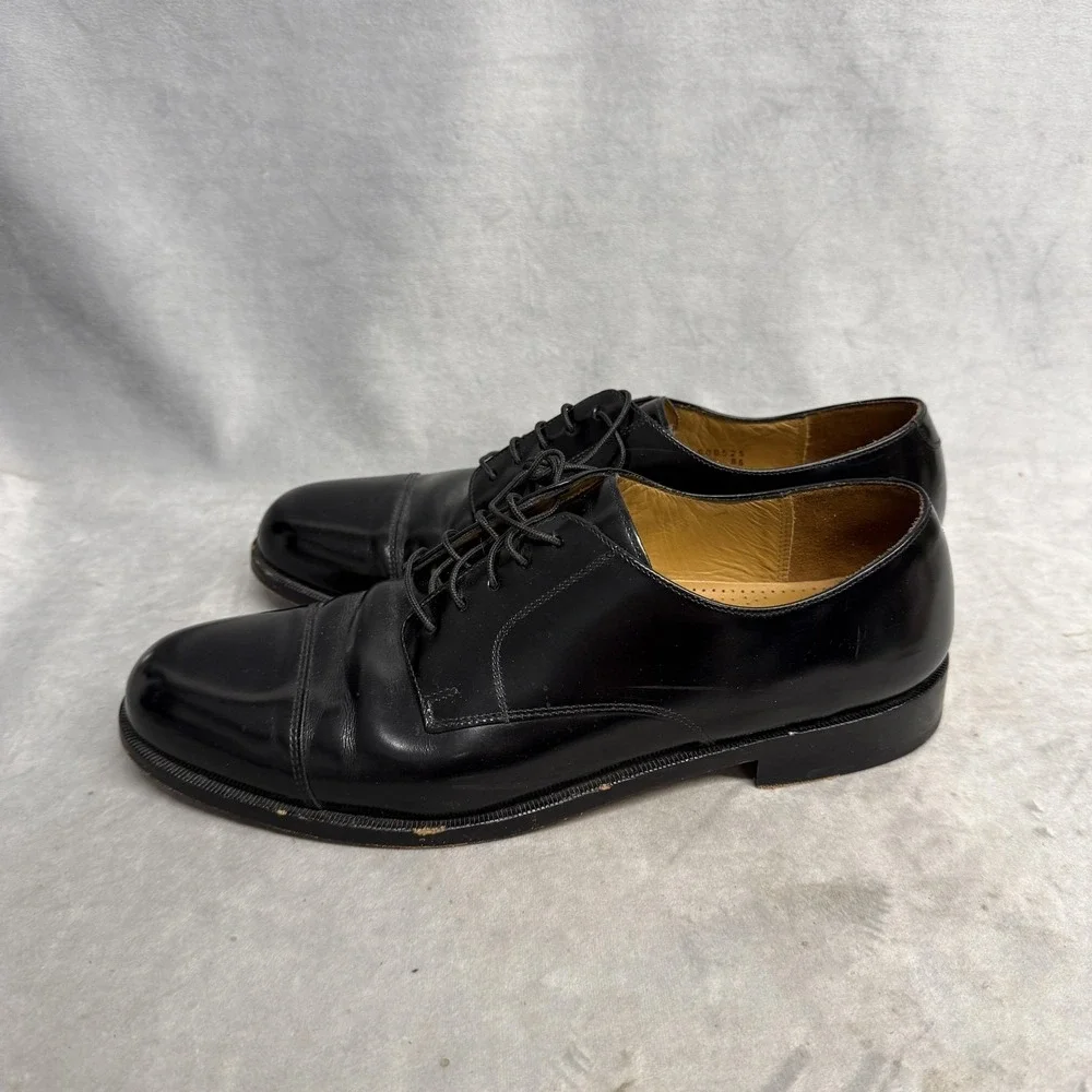 Cole Haan Dress Shoes Mens Size 10.5 Black Cap Toe Leather‎ Oxford Formal