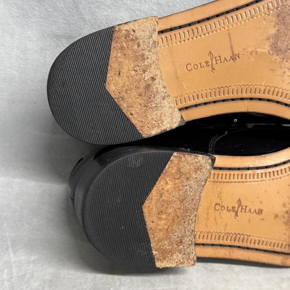 Cole Haan Dress Shoes Mens Size 10.5 Black Cap Toe Leather‎ Oxford Formal