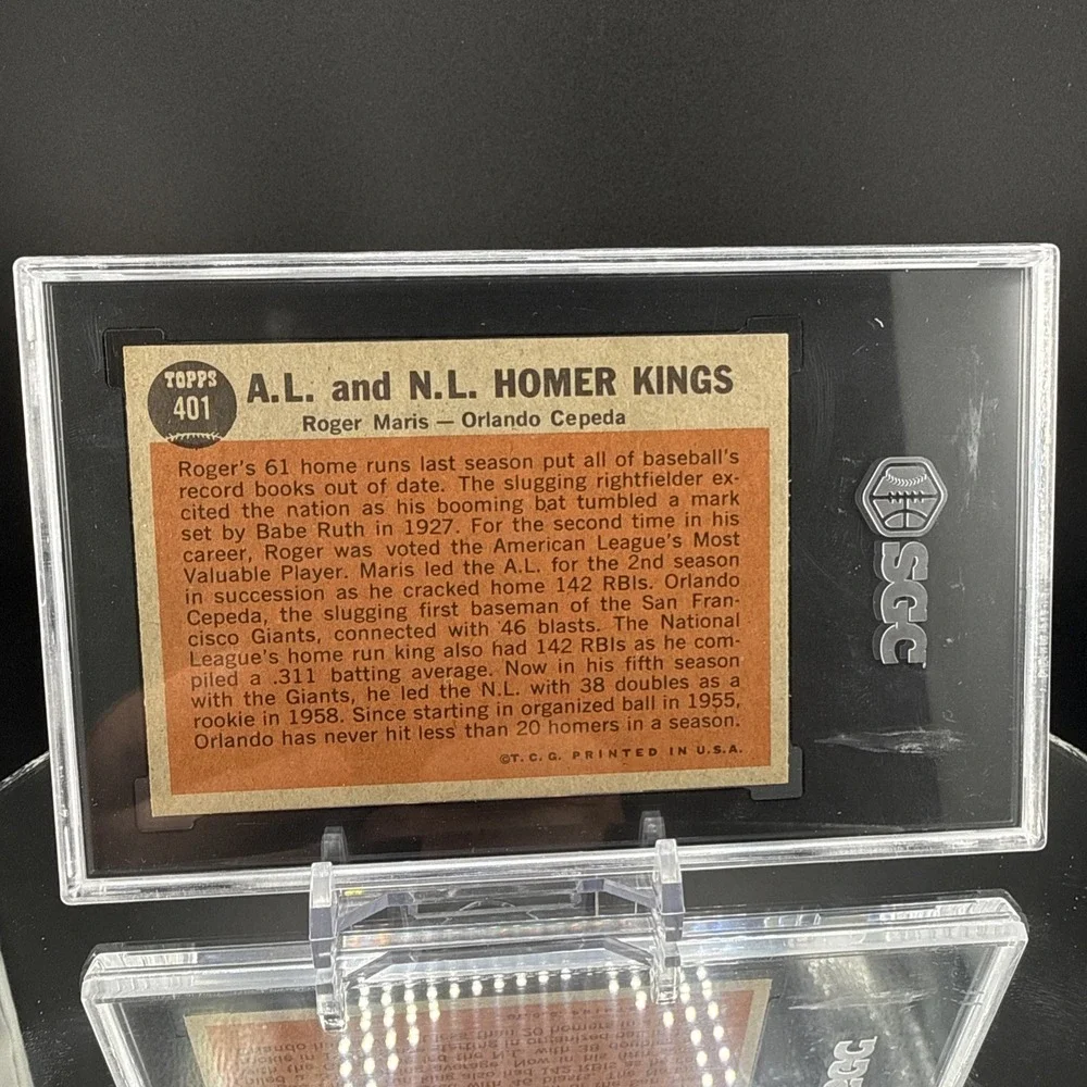 1962  Topps AL & NL Homer Kings #401 SGC 6   Roger Maris Orlando Cepeda