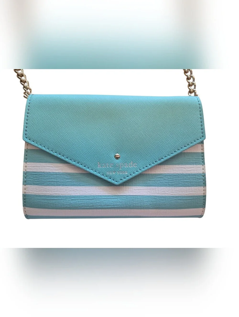 Kate Spade New York Fairmont Mint/Cream Stripe Detachable Strap Small Crossbody