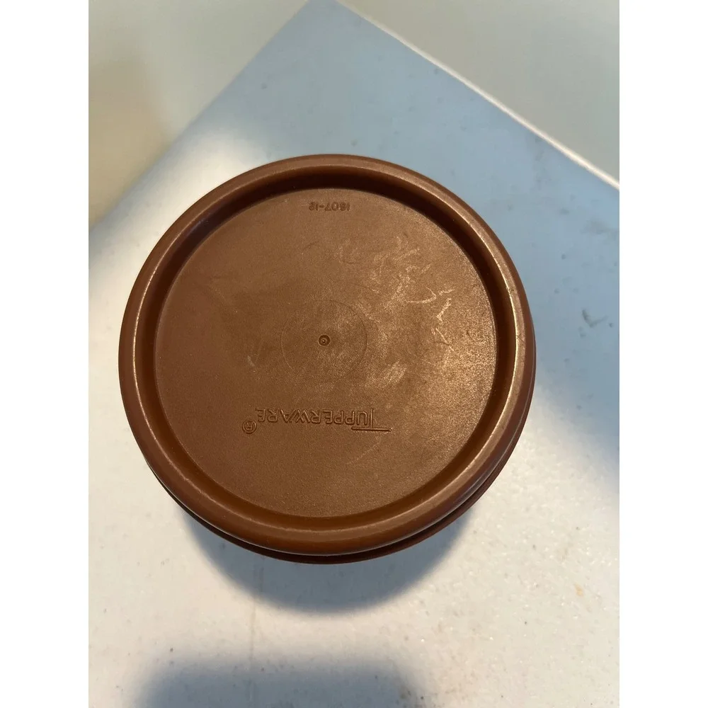 Vintage Tupperware 1605-5 Snack Cup with Brown Seal Lid Translucent Round