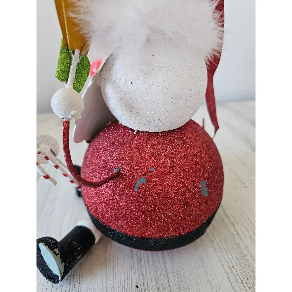 Pier 1 glitter Santa star metal vintage retired rare red gold Xmas decor centerp