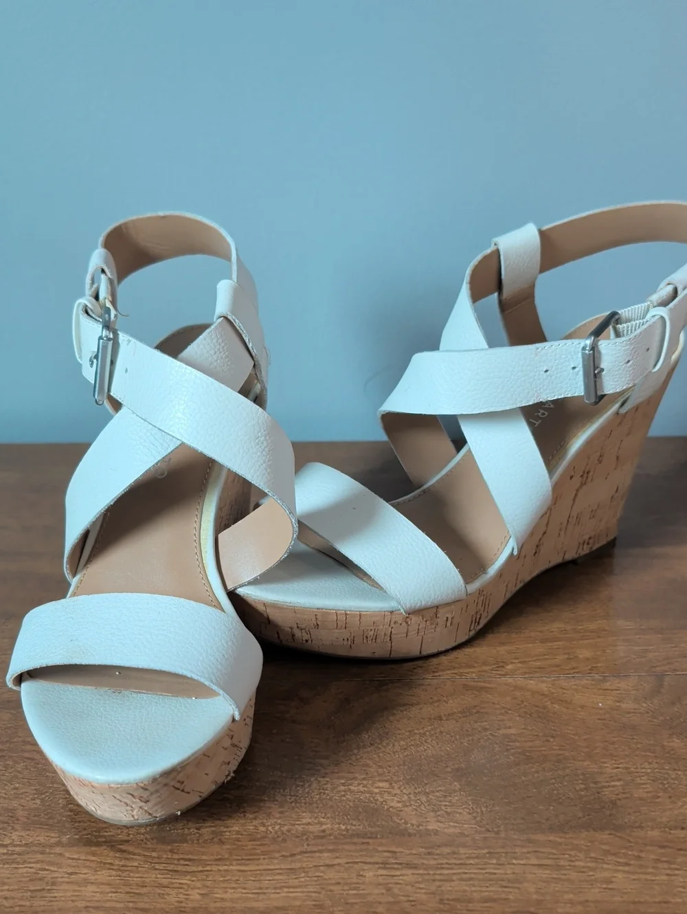 Franco Sarto White Cork Wedge Espadrilles