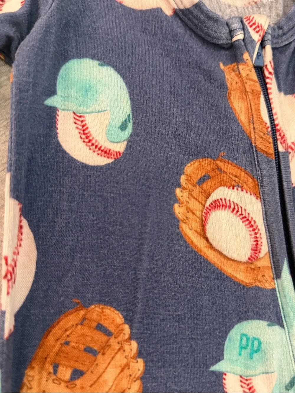 Posh Peanut Navy Baseball, Brown Glove & Mint Cap Footed One-Piece