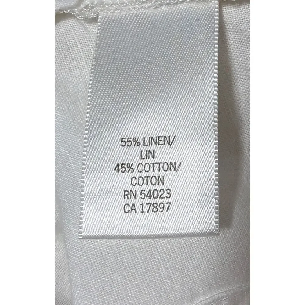 Banana Republic Martin Fit Linen Blend Belted Pants White Size 4 Beach Summer