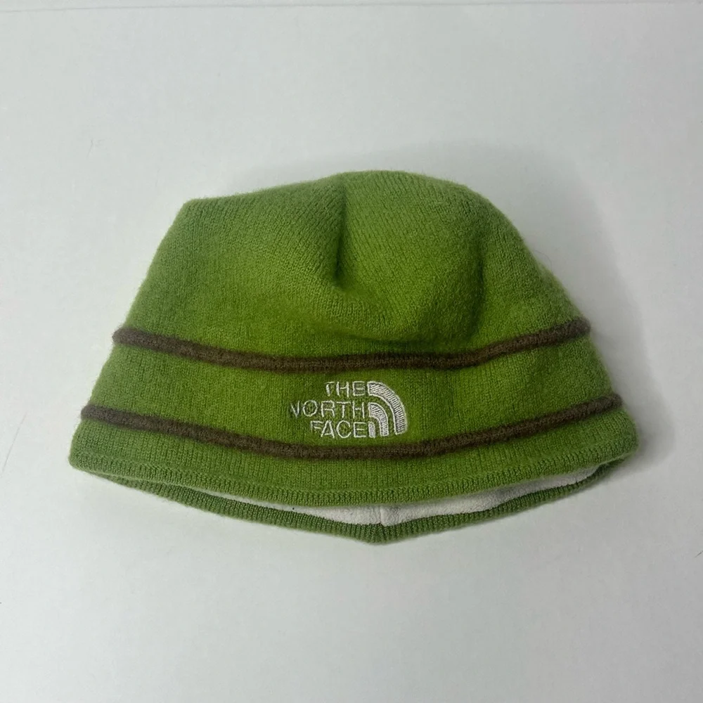 The North Face Beanie Child Infant Green Brown 100% Woolaine Thick‎ Warm Winter