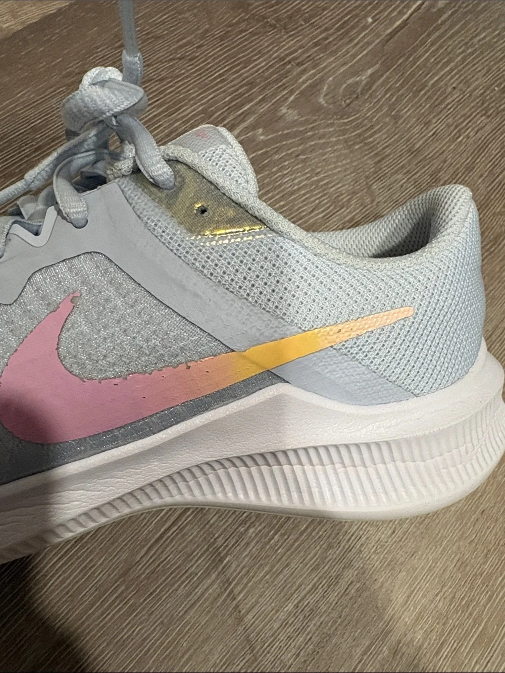 Nike Youth Lightweight Athletic Sneakers - Light Blue with Pink Accents