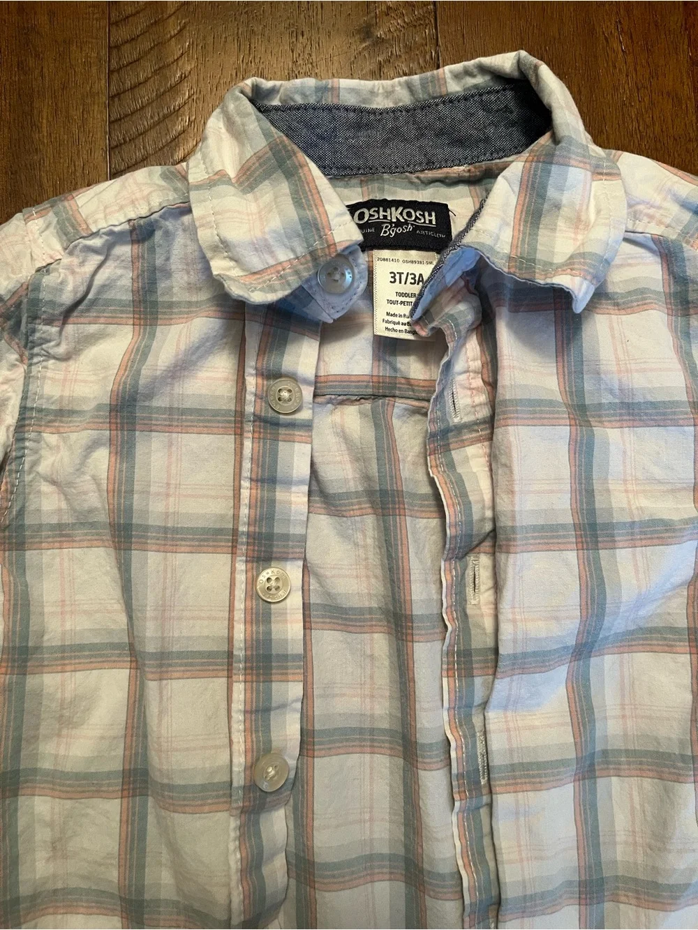 OshKosh B'gosh Light Blue, Pink & White Plaid Button-Down Shirt