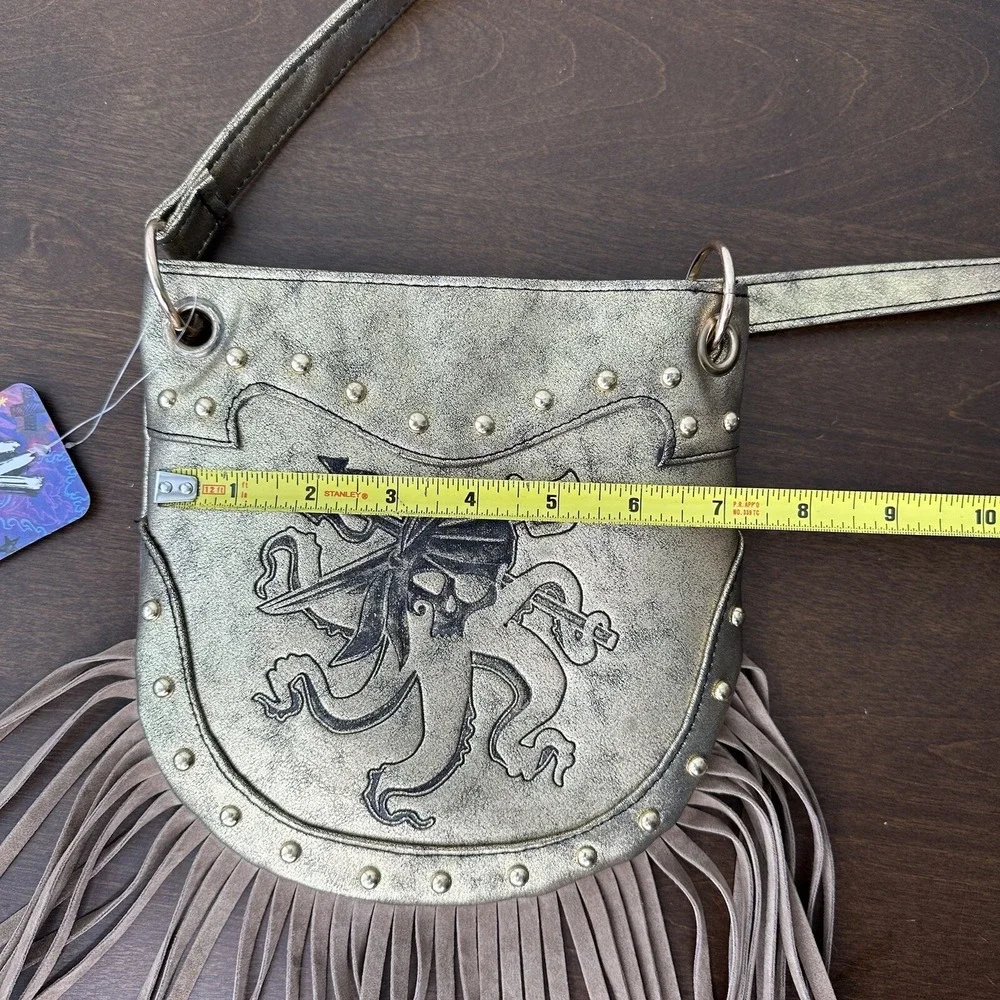 Disney Descendants 3 Uma Crossbody Purse Gold Fringe Pirate Skull Villain VK