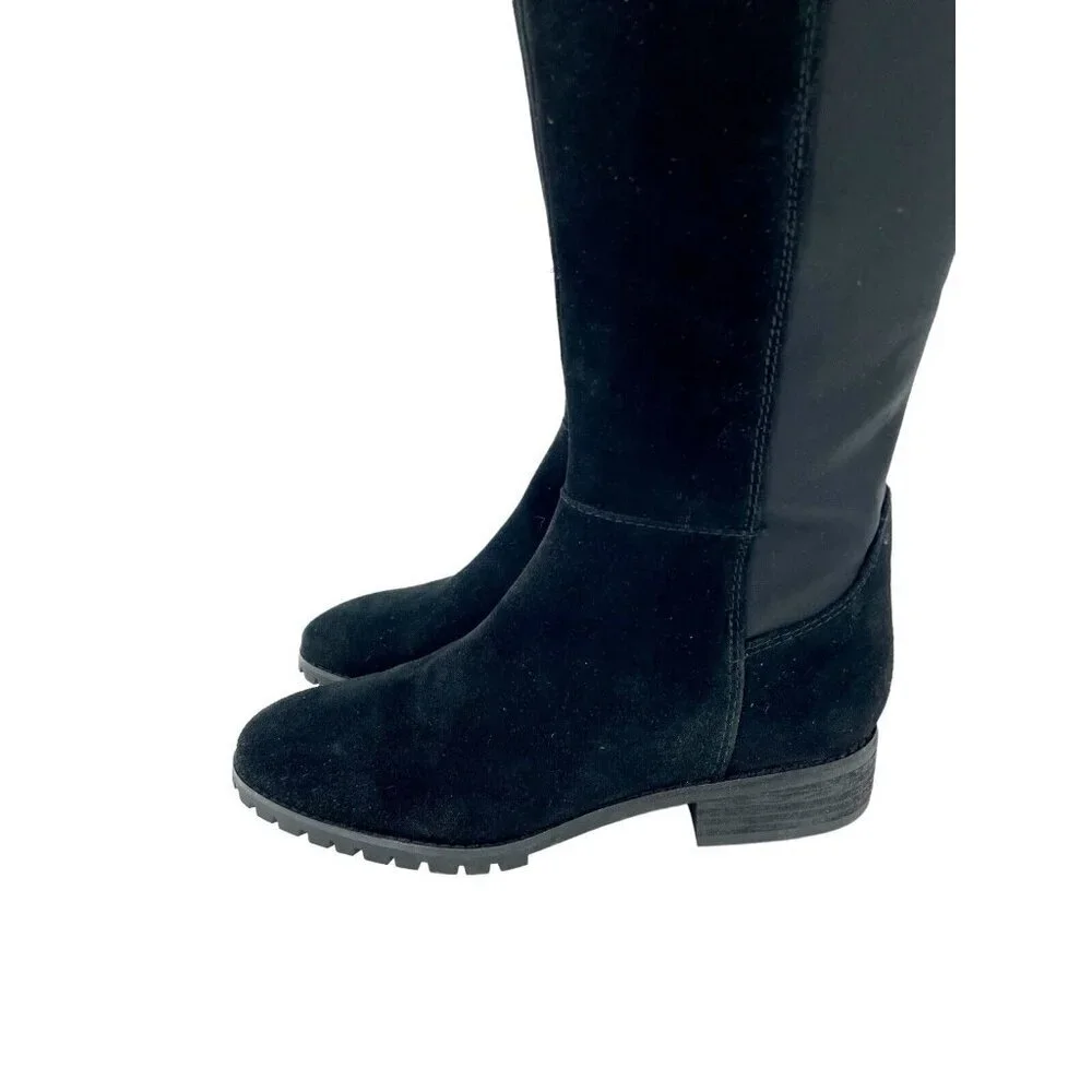 Blondo Presto Riding Boots OTK Black Suede Leather Waterproof SZ 5.5 New