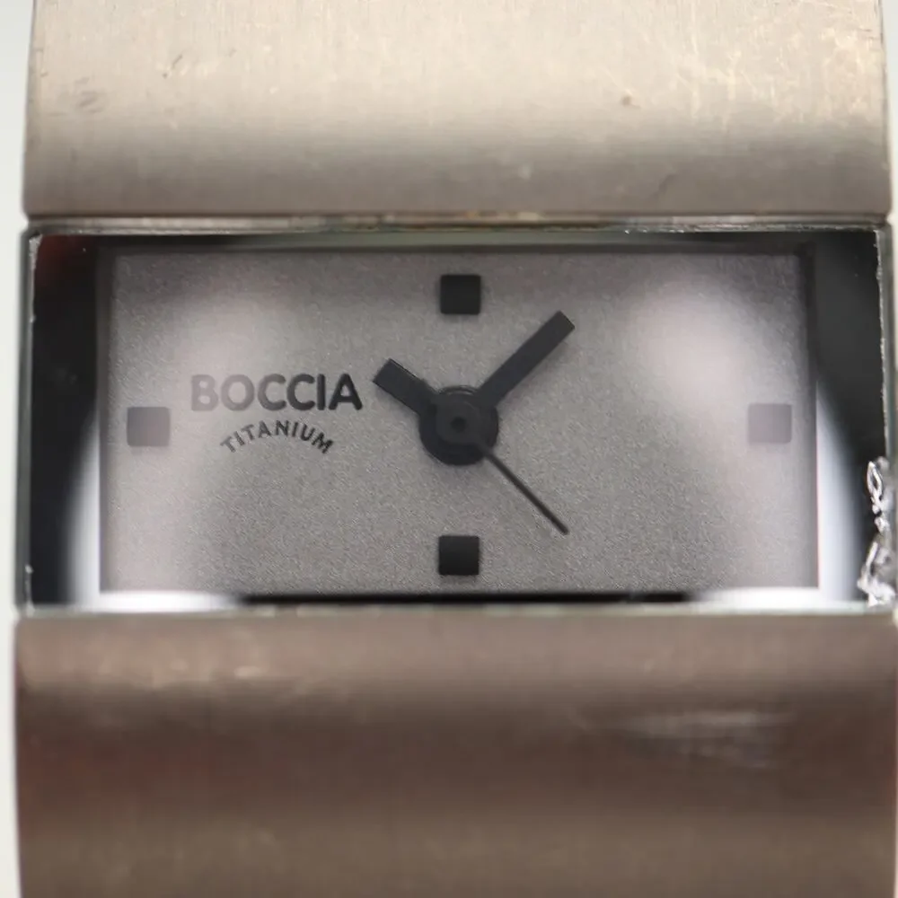 Boccia Titanium Swiss Womens Rectangle 23mm Watch Translucent Pink w New Battery