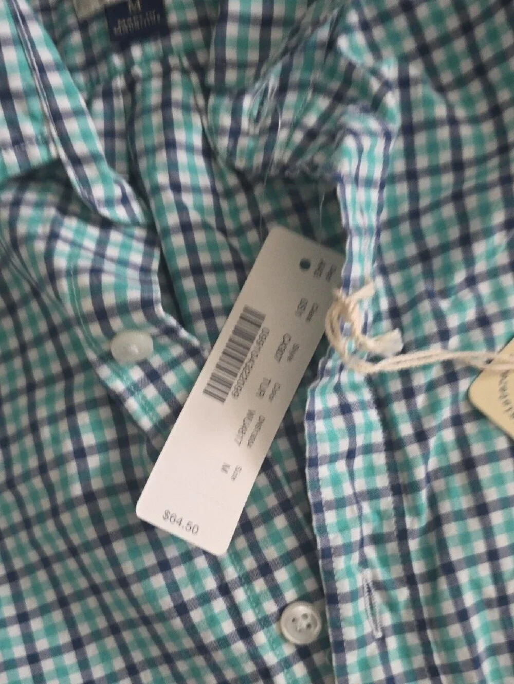 J. Crew Men's Plaid Button-Down Shirt in Teal and Navy