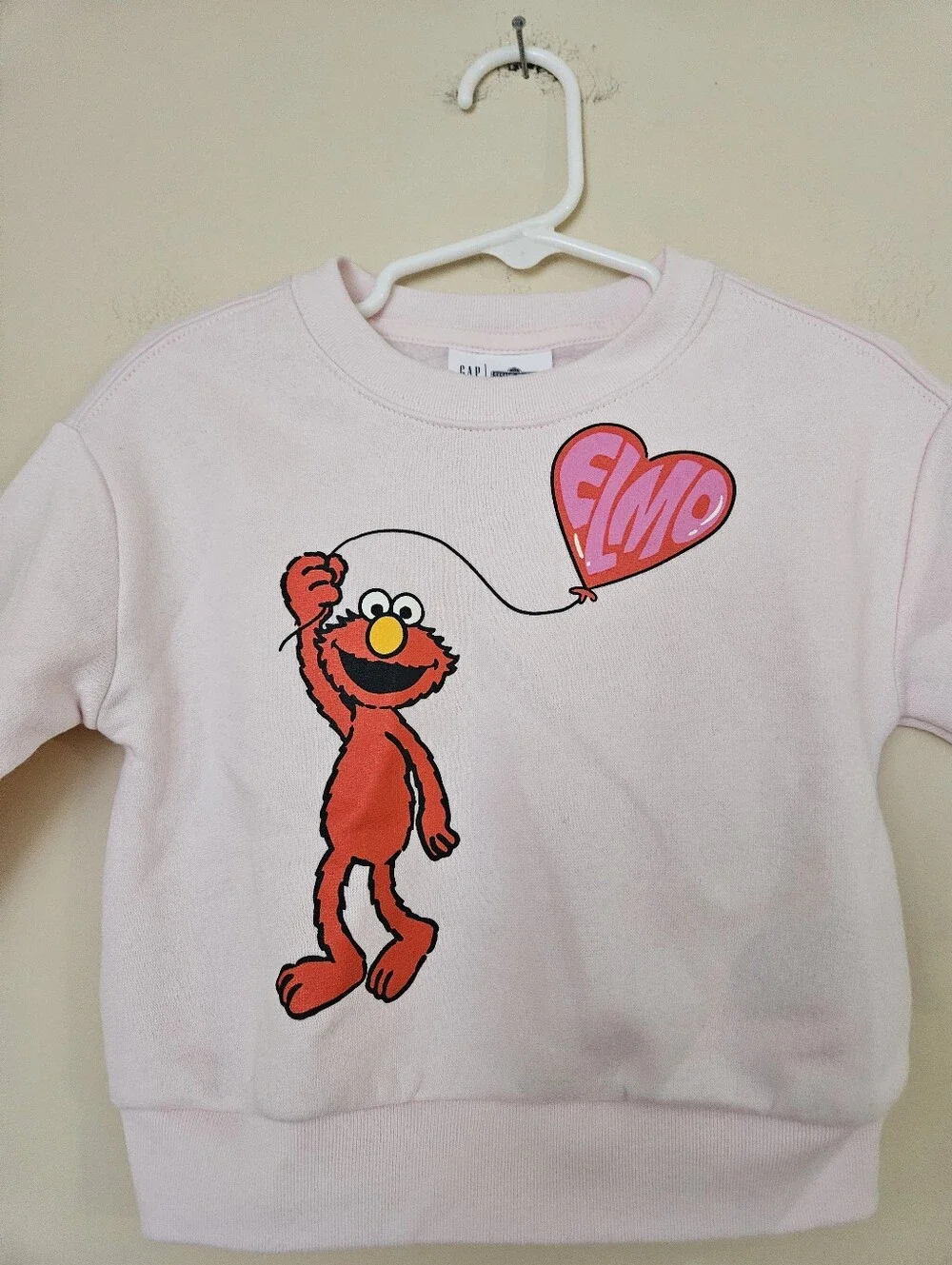 GAP Pink Elmo Balloon Graphic Sweatshirt, Size 6-12 Months