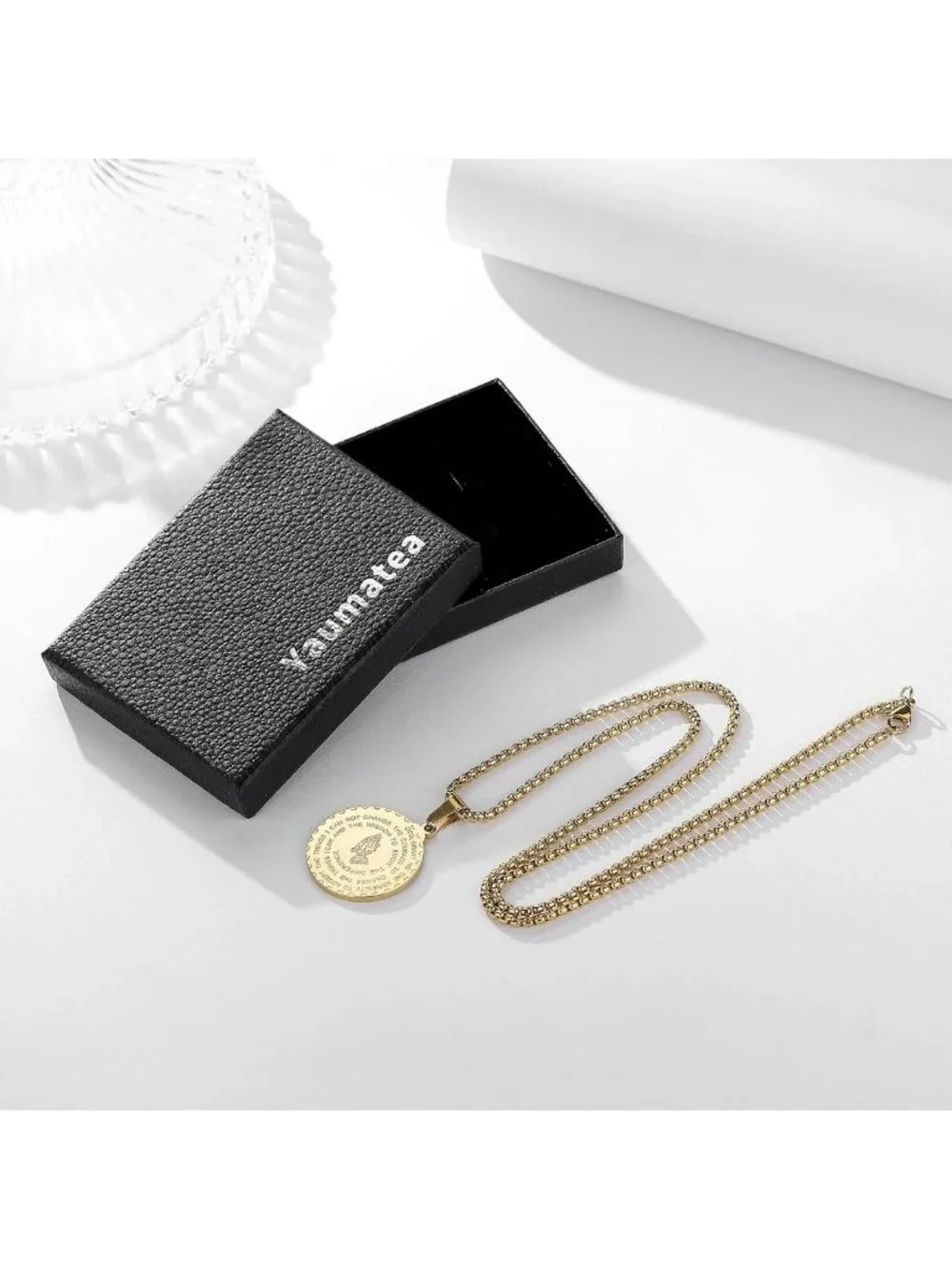 Stainless Steel Serenity Prayer Necklace with Praying Hands Coin Pendant for All