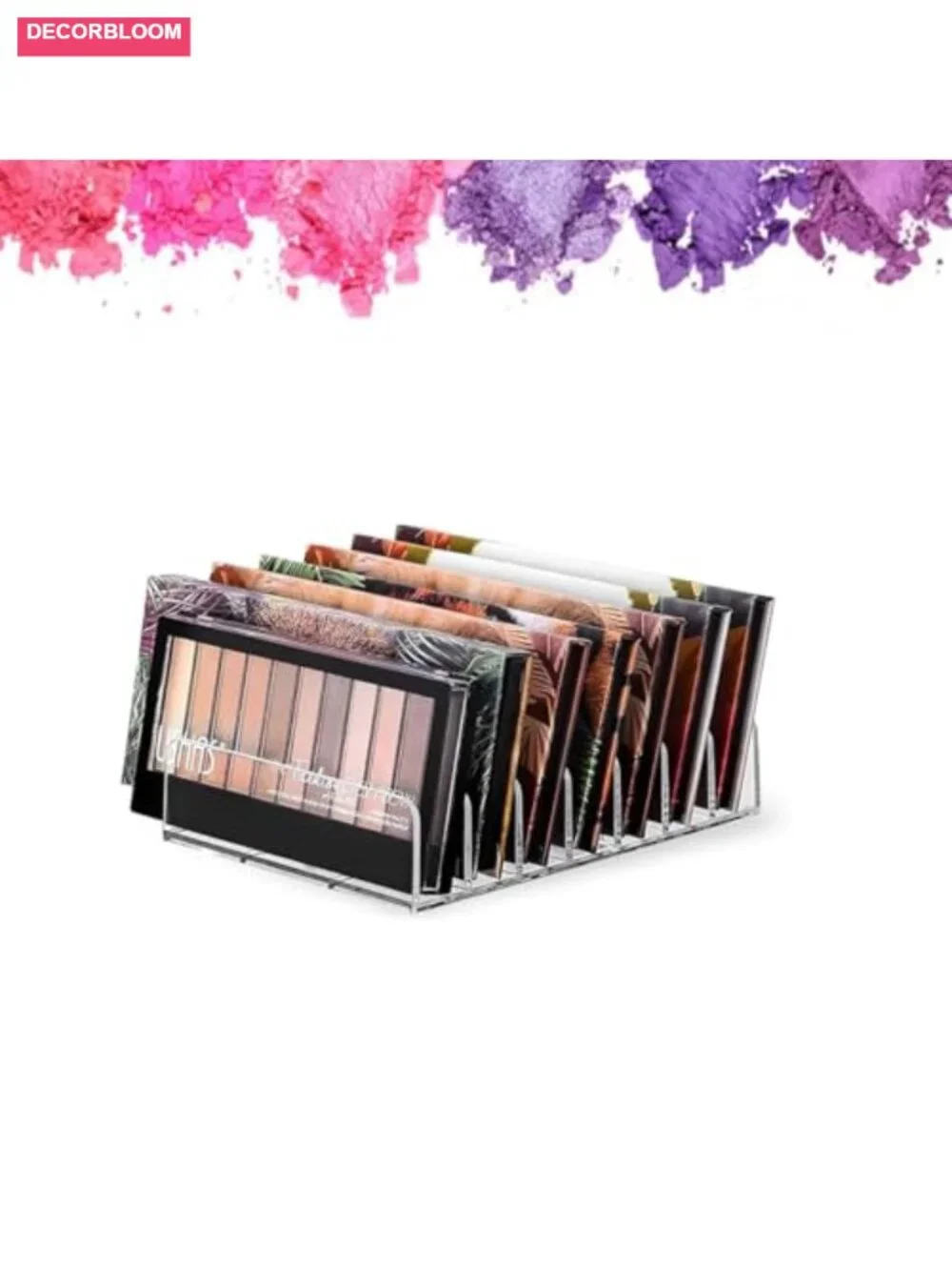 7-Section Clear Acrylic Eyeshadow Palette Organizer Set of 2